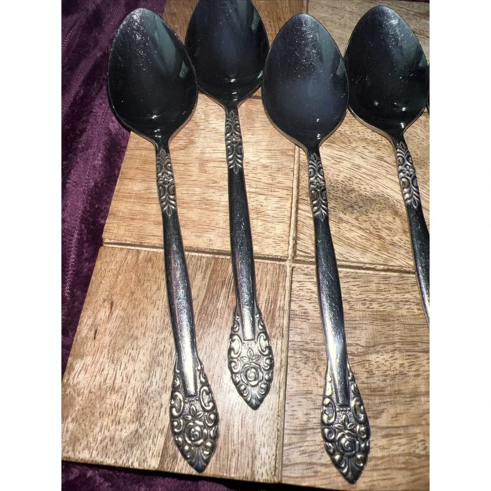 Lot Of 7 Unbranded Stainless Steel Japan Flatware Woven/Basketweave Soup Spoons